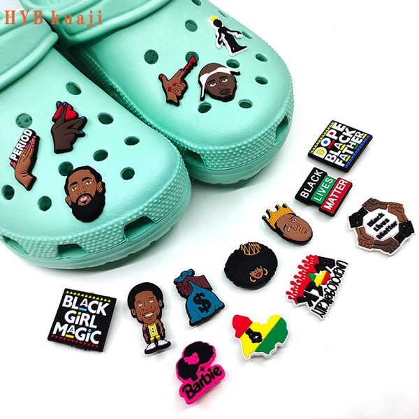 

hybkuaji black lives matter blm shoe charms wholesale shoes decorations shoe clips pvc buckles for shoes, White;pink