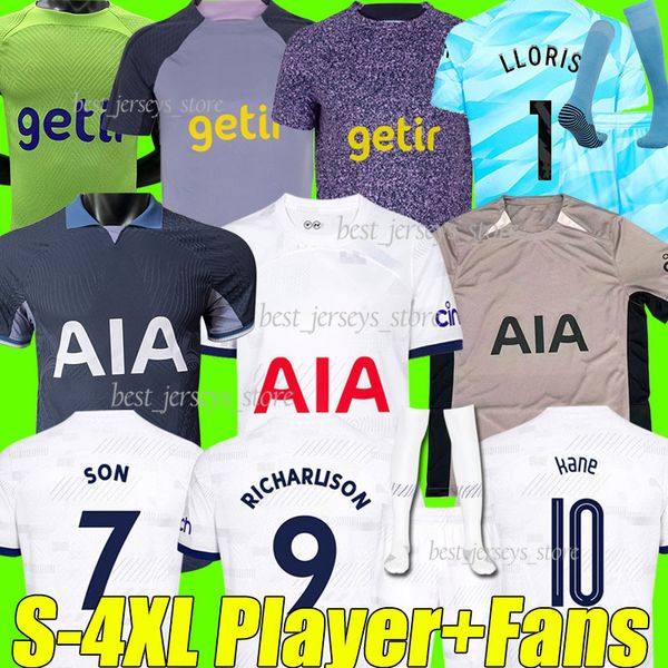 

4xl 23/24 kane son richarlison soccer jerseys pedro porro kulusevski perisic hojbjerg lloris maddison 2023 2024 romero vicario football shir, Black;yellow