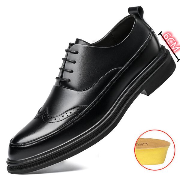

dress shoes height increasing mens wedding brogue heel men business elevator fashion man lift shoe oxford 230725, Black