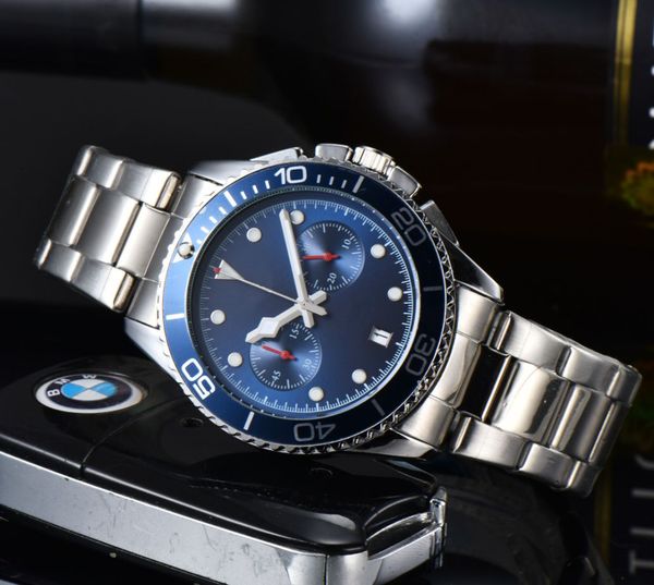 

aaa mens full functional wristwatch quartz movement male time clock watch fulll stainless steel band sapphire glass relogio masculino wrist, Slivery;golden