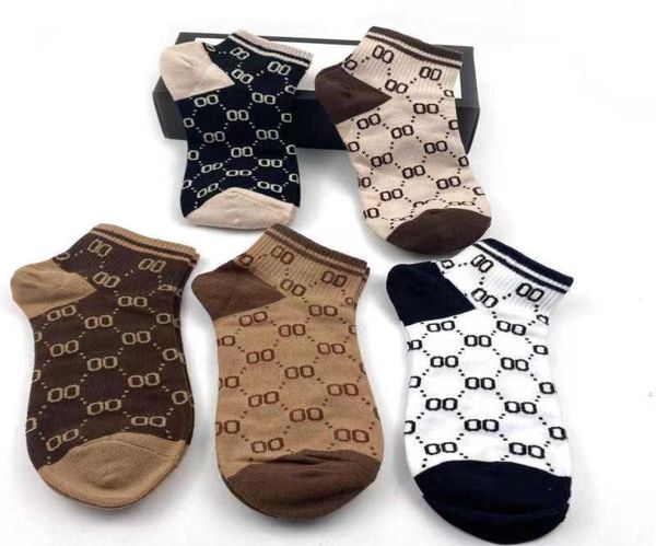 

fashion designer mens womens socks five pair luxe sports winter mesh letter printed sock embroidery cotton man woman with box1730077, Black