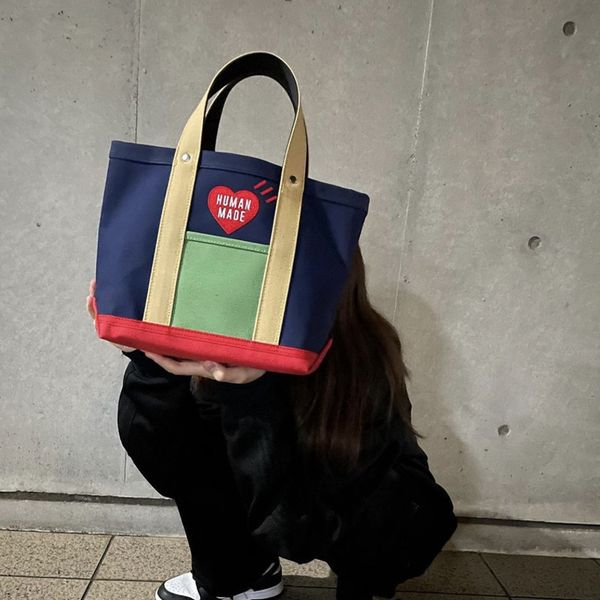 

duffel bags quality heart embroidery fashion human made bag 1 black letter one shoulder messenger couple canvas 230724