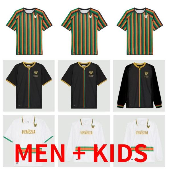 

23 24 new special pre-match venezia fc soccer jerseys long sleeves shirts stripe gold short sleeve tee 2023 football shirts adukt kids kit, Black;yellow