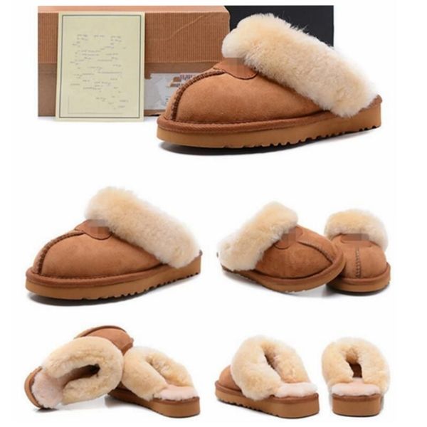 

men women winter slippers slides sandals designer fur sliders slip-on flip flops chesut black pink grey keep warm thick bottom mens
