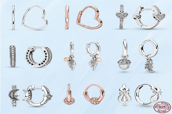 

stud silver earrings 925 sterling heart cz zircon round hoop for women fashion fine jewelry gift earring making3890012, Golden;silver