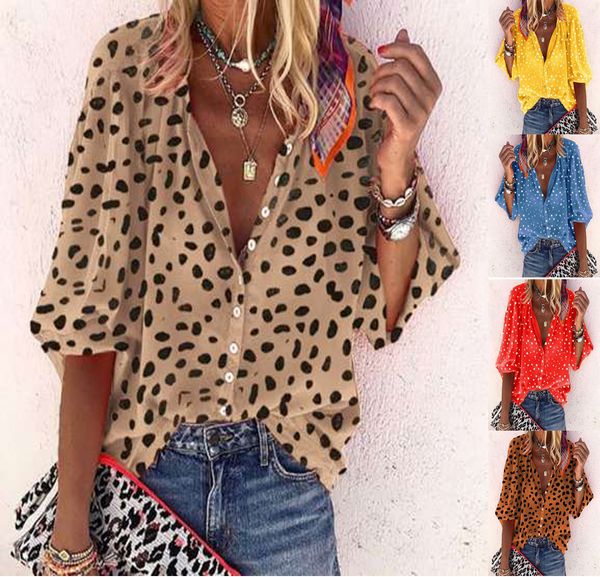 

shirt women designer shirts womens leopard print casual stand women's shirt new fall lapel color contrast shirt lady collar shirt vint, White