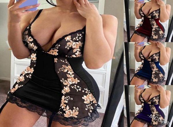 

women039s sleepwear women vneck lingerie night dress v neck floral sleeveless ladies satin nightgown lace patchwork night5325059, Black;red