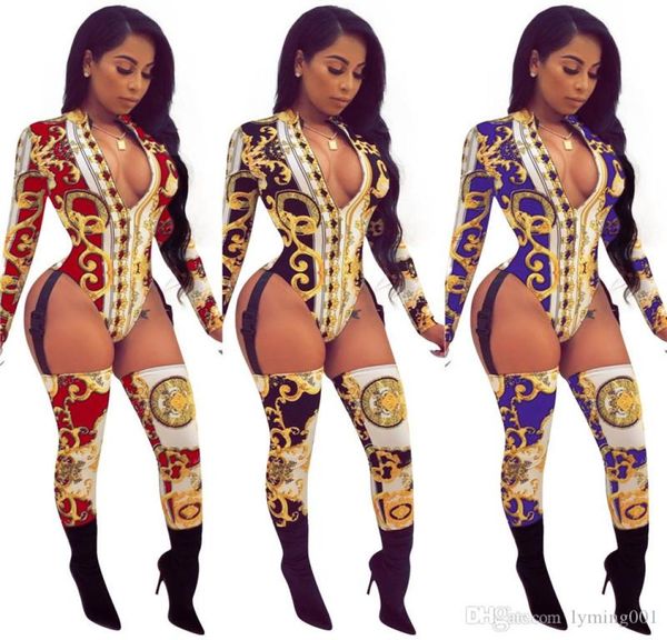 

women summer printed jumpsuit fashion plus size clothing long sleeve rompers one piece outfits playsuit overalls pants s2xl8712699, Black;white