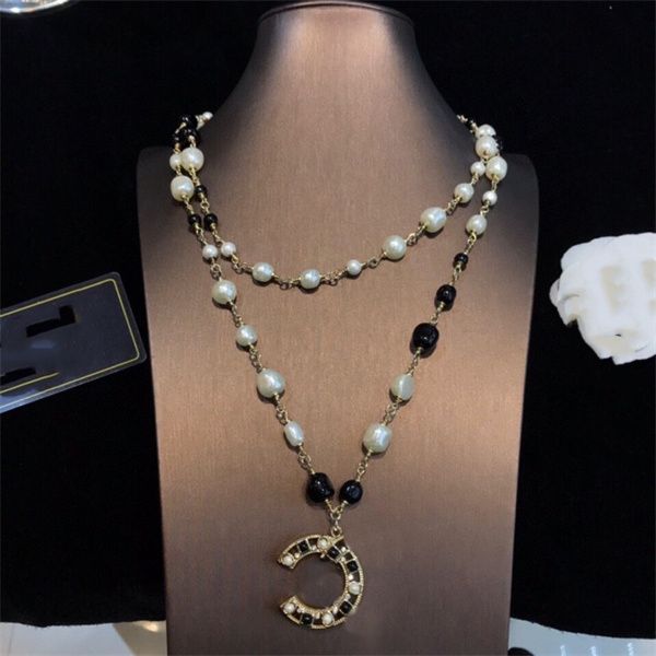 

20 style heart-shaped women's sweater chain pendant necklaces ccity jewelry designer c logo choker pearl long-chain flower accessories, Silver