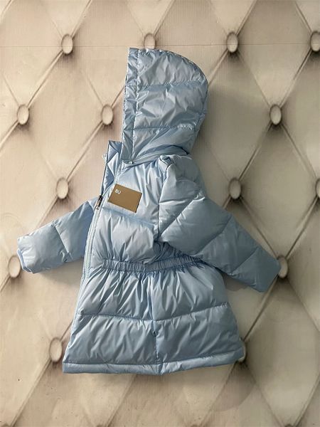 

children puffer down quilted coats fashion designer winter warm windproof coat hooded jackets girls boys thick outwear jacket baby clothes, Blue;gray