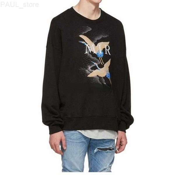 

men's mens sweatshirts fashion crane printed men women hoodies stylist hoodie jacket pullover hoodless sweater size s-xl l230725, Black
