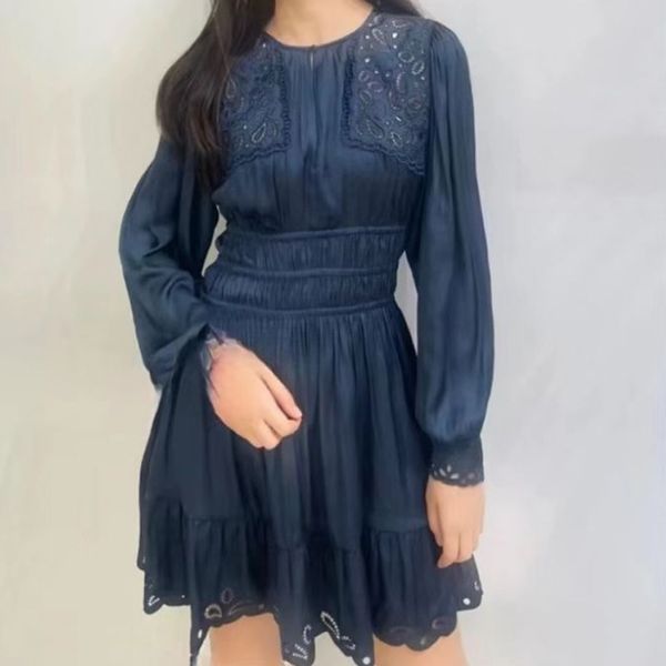 

new--aje a-line dress puff sleeve fit slim pleated mini dress for women, Black;gray