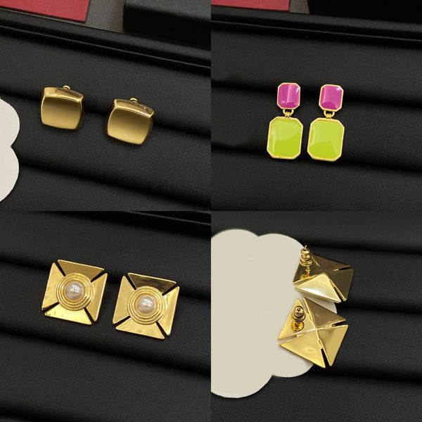 

earrings fashion women's designer earrings pendant pearl earrings quadrilateral color blocking temperament women's wedding jewelle, Silver