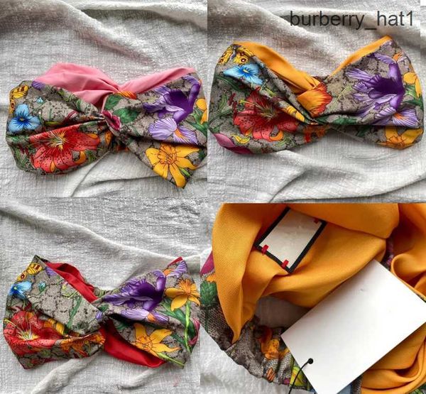 

2023 new designer fashion trend headbands for women luxury woman flowers butterfly pattern hair bands scarf headwear, Blue;gray
