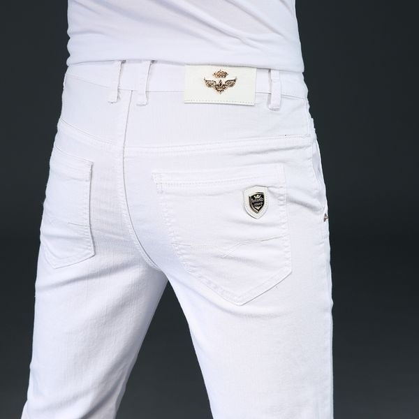 

mens jeans 7 styles white slim advanced stretch skinny embroidery decoration denim trousers male brand clothes 230725, Blue