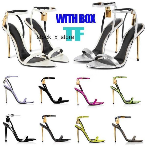 

padlock heels naked sandals tom-fords lock 105mm gold f-sandal bicolor ankle-strap sandals sandal leather pop heel pointy 35-43eu toe, Black