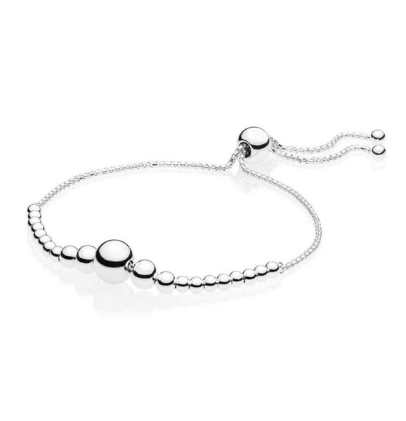 

100 925 sterling silver string of beads sliding bracelet charm fit european diy adjustable beaded bangle jewelry gift4323153, Black