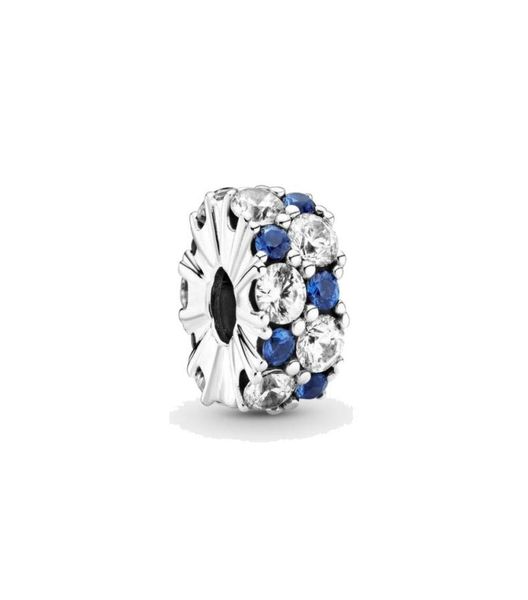 

fine jewelry authentic 925 sterling silver bead fit charm bracelets clear & blue sparkling clip charms safety chain pendant diy beads5128377, Bronze;silver