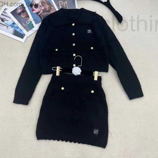 

two piece dress designer winter wool jacket womens dress two-piece miu jackets letter embroidery coat suit women skirt set crzb z230725, White