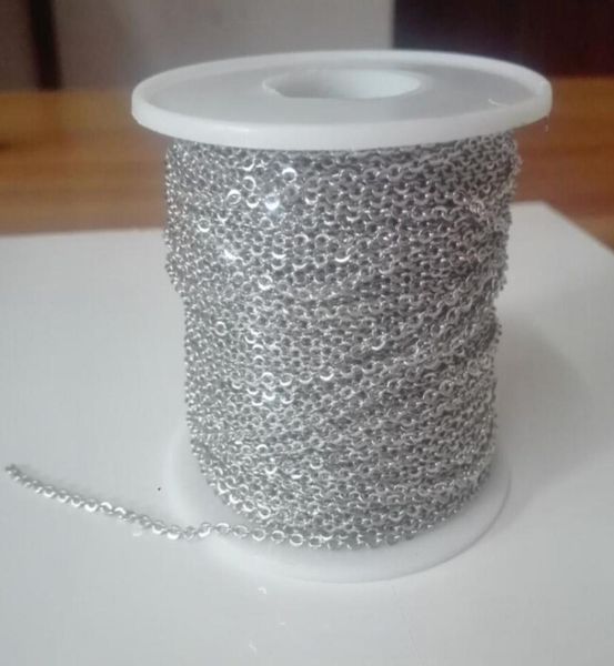

factory 100mroll strong silver tone thin 15mm oval cross chain stainless steel jewelry finding chain marking diy selli4457550