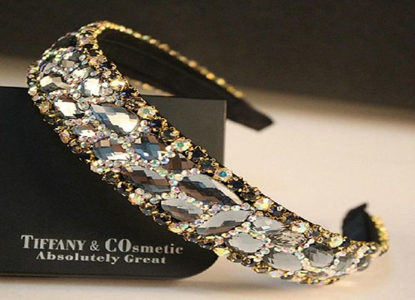 

new korean hair accessories luxury full crystal hair bands rhinestone headband for women hair jewelry head piece accessory c1904177739081, Slivery;golden