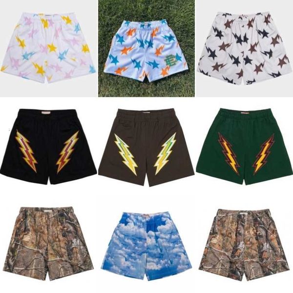 

designer ee shorts clothing apparel mens womens leaf pattern pants cotton sports fashion lightning printed short street style tide knee leng, White;black