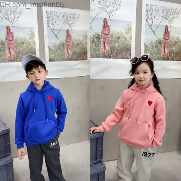 

hoodies sweatshirts kids clothes hoodie designers amis paris hooded sweater embroidered red love children baby boys and girls youth winter i, Black