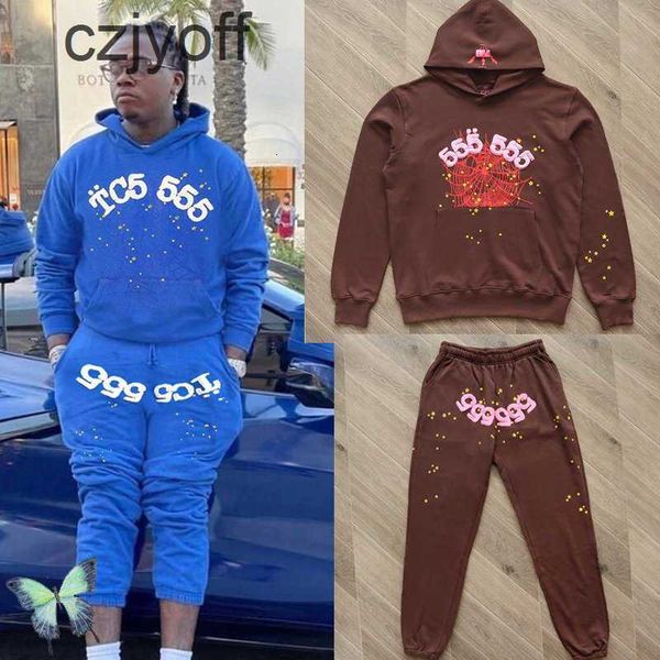 

men's hoodies sweatshirts fashion sp5der 555555 designer six 5 brown hoodie men sweatset women spider foam printnigj, Black