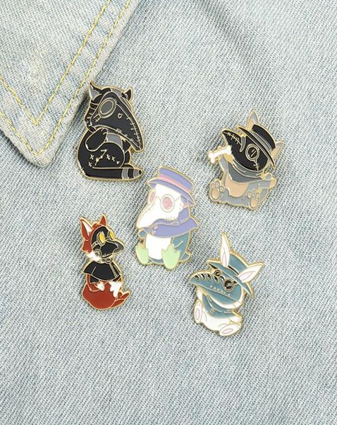 

funny creative animals enamel pins colors clothes fox rabbit dog cats for kids gift4122032, Gray