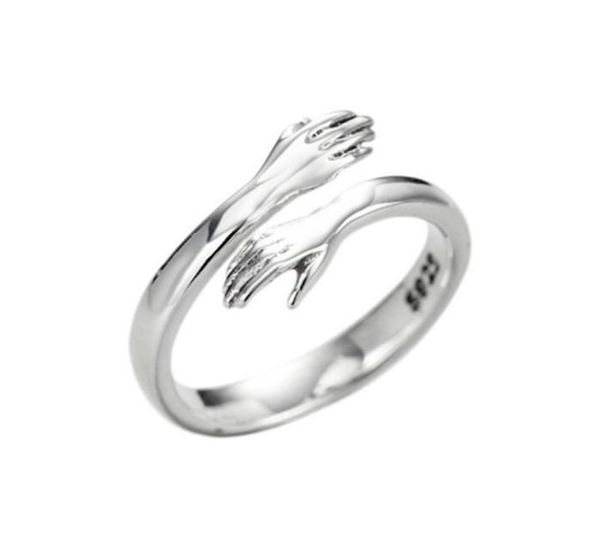 

new 925 sterling silver european and american jewelry love hug ring retro fashion tide flow open ring7396395