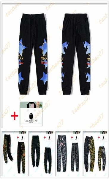 

apes men pants luminous camouflage fleece casual pants male teen hiphop sports personality trendy pant bring t21609189995012, Black
