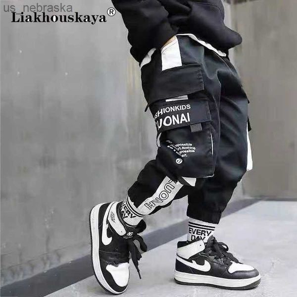

spring kids joggers cargo pants cotton sport pants casual hip hop hit pocket teenage boys cargo pants children trousers clothes l230518, Blue