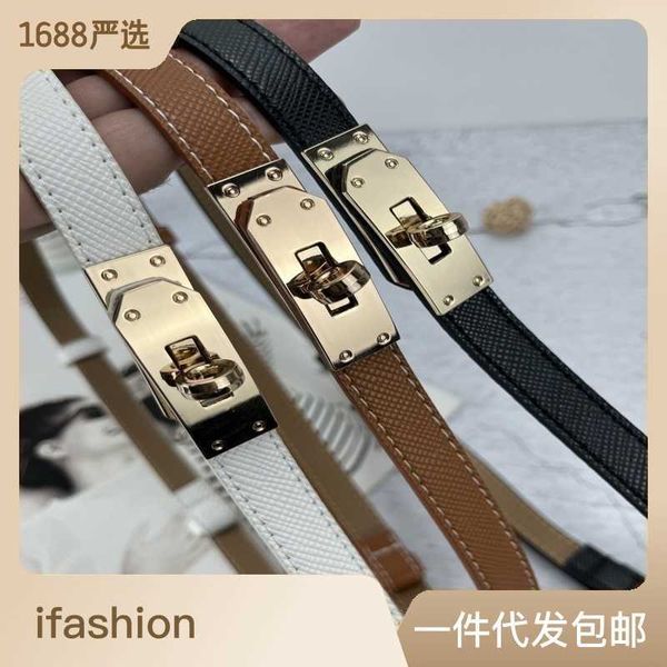 

belts for women designeraijia lock buckle thin women's matching suit coat versatile fashion waist adjustable small belt, Black;brown