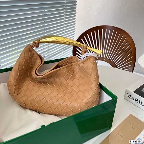 

designer bag cowhide woven sardine handbag metal handle classic handle bag fashion women's bag venetas bag sbaa