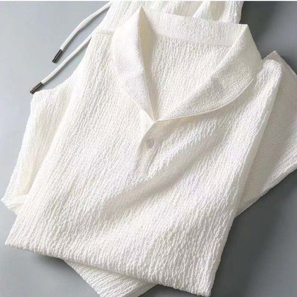 

mens tracksuits prowow bao you leisure set for men summer thin sports fashion short sleeve long pants trend light luxury 230724, Gray