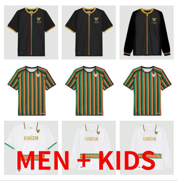 

23 24 venezia fc soccer jerseys home white third blue 4th red 10# aramu 11# forte venice 2023 2024 busio 27# football shirts 3rd adukt kids, Black;yellow
