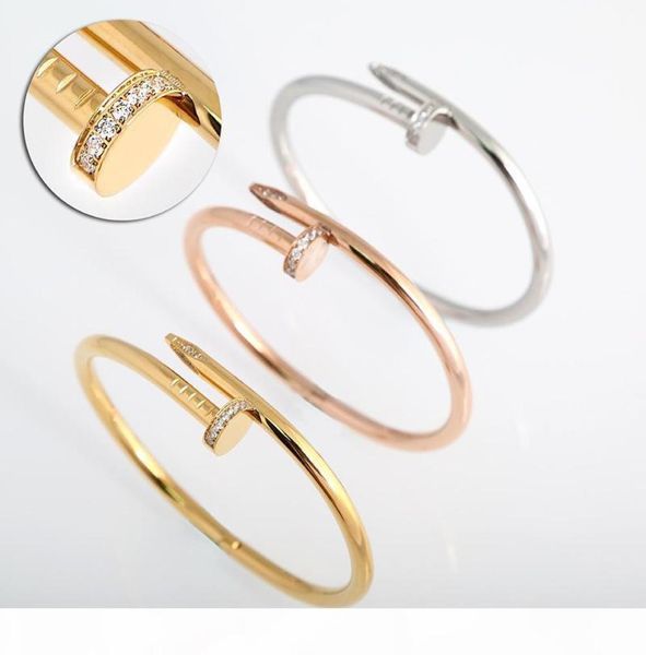 

fashion luxury jewelry brand classic designer 18k gold inlay diamond nail cuff bracelet women valentine039s day gift2101519, Black