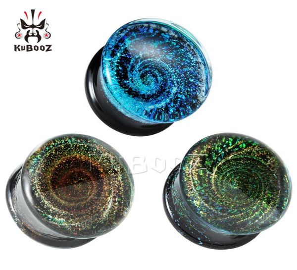 

kubooz glass milky way design ear plugs earring tunnels piercing gauges body jewelry expanders whole 6mm to 25mm 4861351, Silver