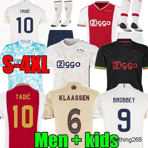 

xxxl 4xl tadic 23 24 soccer jerseys bassey berghuis third black kit bergwijn cruyff 2023 away white football shirts men kids uniforms ajaxs, White;black