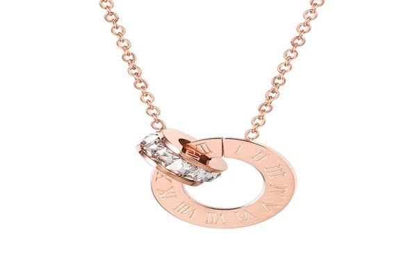 

color not fade stainless steel fashion women love necklace rose gold and silver with zirconia jewelry 2020 trending necklace jewel2177574