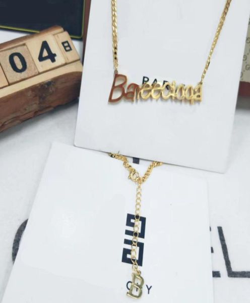 

2022 luxury strings brand designer letters bangle pendant necklace men women metal jewelry personality creative fashion hip hop ac9909258, Black
