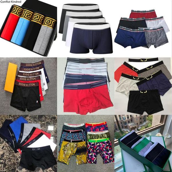

3pcs mens designer underwear beach shorts boxer underpants printed underwear soft boxers breathable swim trunks branded male, Black;white