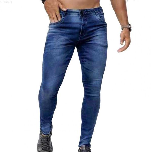 

men's skinny tear resistant straight zipper fly jeans for daily wear party school 230316 l230726, Blue