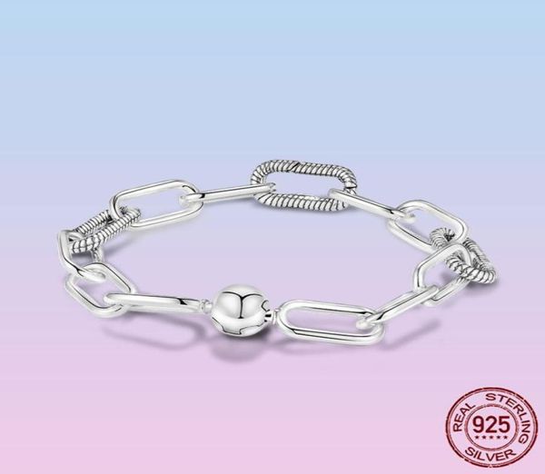 

me silver paper clip bracelet 925 sterling love forever chain bracelets fit for women jewelry pulseira lady gift with original box3718643, Golden;silver