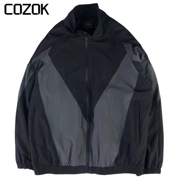 

mens jackets spring varsity jacket korean patchwork windbreaker stand collar college casual loose bomber couple hip hop 230726, Black;brown