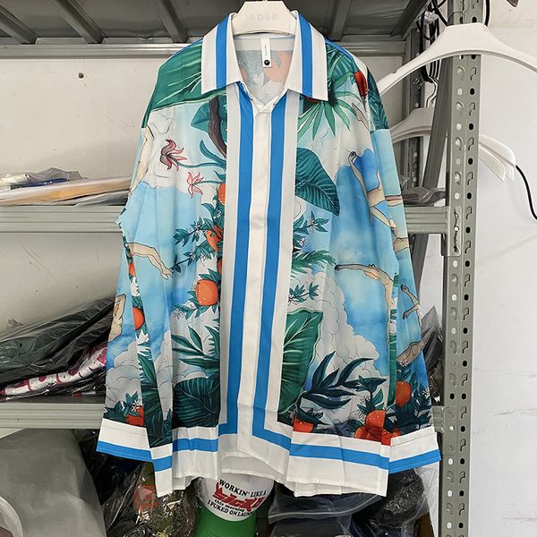 

orange print shirts men women long sleeve digital hawaii beach shirt, White;black