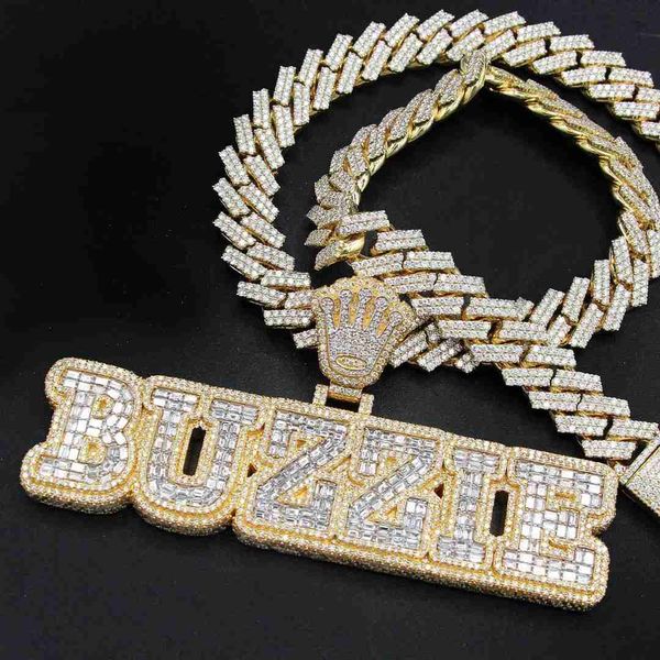 

custom hip hop iced out bling moissanite emerald 925 sterling silver rose gold plated men letter name charm pendant