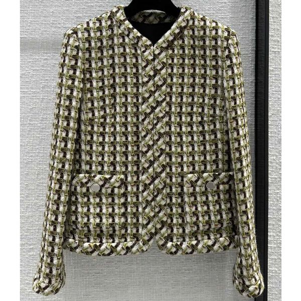 

7.26 vintage fashion hook and eye plaid tweed women's jackets, Black;brown