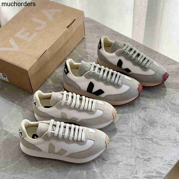 

veja new four seasons mesh sneakers classic college style lace up flat bottom casual women's shoes colored gump shoes, Black