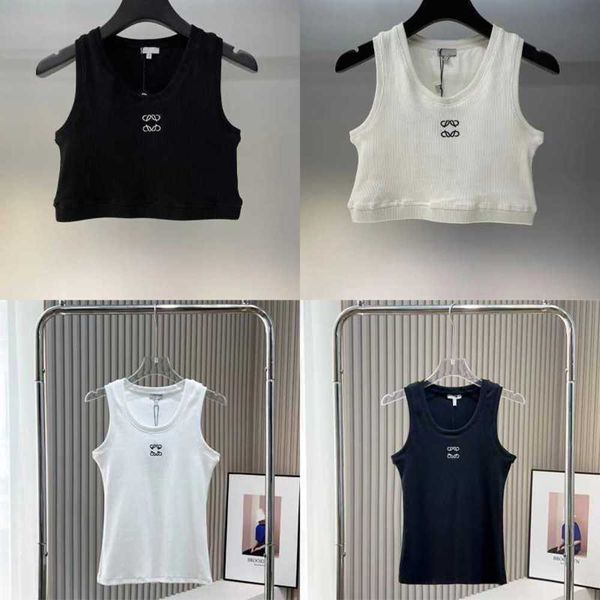 

cropped t shirts women knits tank r embroidery vest sleeveless breathable knitted pullover womens sport, White